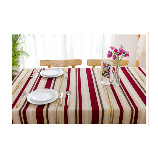 Bomulls- och linneduk med färgad stångbroderi, rektangulär, tvättbar duk för matbord, middag, picknick, bordslinne, olika storlekar, caférestaurang