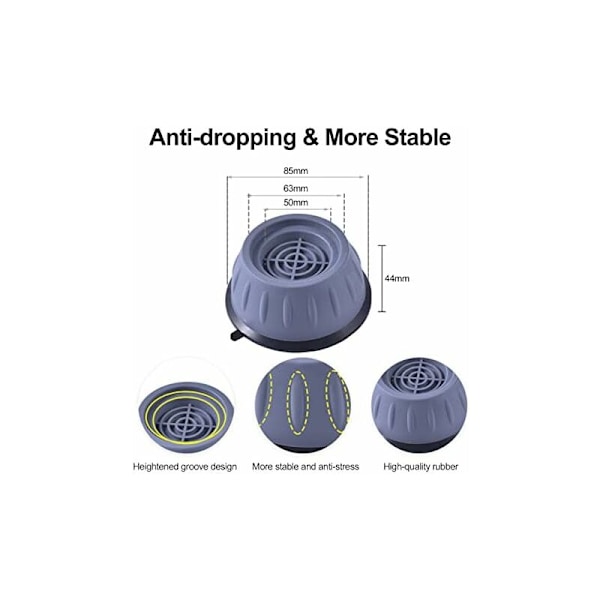 Pesukoneen jalkapehmusteet 4 kpl Universaali pesukoneen tärinänvaimennusmatot - Liukumattomat kumijalustan vakautuspehmusteet/jalat pesukoneelle