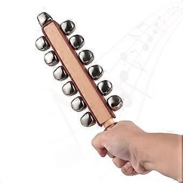 Handbjällror Handslädbjällror Träskakare Bjällror Pinne Musikaliskt Slagverksinstrument Bjällror för Julhelg Bröllop Födelsedagsfest Favör