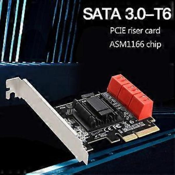 6 Porte PCI Sata Controller Internt Udvidelseskort PCI-E til Sata 3.0 Adapter