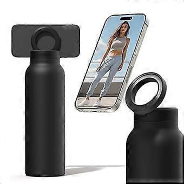 Sort 720ML Kedel Magnetisk Suge Mobiltelefonholder Vand 04 Rustfrit Stål Kop Bilkedel