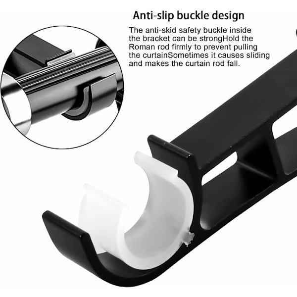 4 stk. Heavy Duty Metal Gardinstang, Gardinstang Beslag, Dobbelt Gardinstang Stang Holder, Gardin Beslag, Aluminium Gardinstang Beslag, Gardinstang B