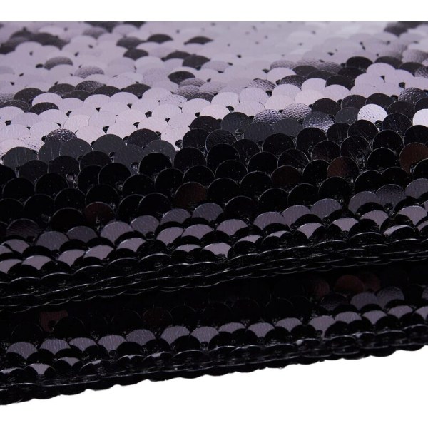 Reversibel Sequin Glitter Magisk Pudebetræk Farveskiftende Pudebetræk Dekorativ Pude Dekoration Sort+Sølv