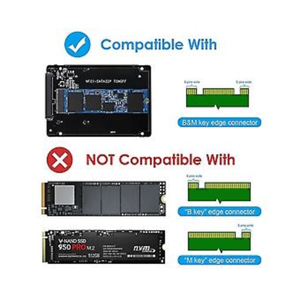 M.2 Ngff - Sata -sovitin Sata-pohjainen B-avain Ngff Ssd - 2,5 tuuman Sata Iii 6gbps Ssd -kotelosovittimeen