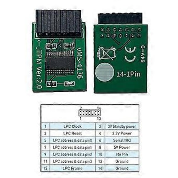 TPM Board 14Pin Til TPM 2.0 Modul LPC Interface Stærk Krypteringsmodul