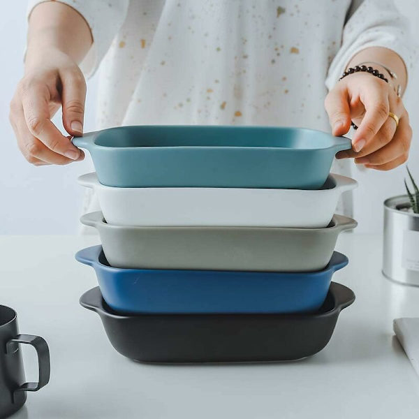 Lille rektangulær bagefad i keramik til ovn-gratinfad-23x 12,5 cm（550ML）-Fei Yu