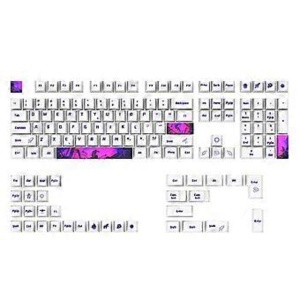 130 Tangenter Cherry Profil Keycap PBT DYE-SUB Elektronisk Spel Keycap Set För GK61/64/68/84/980 Mekaniskt Tangentbord