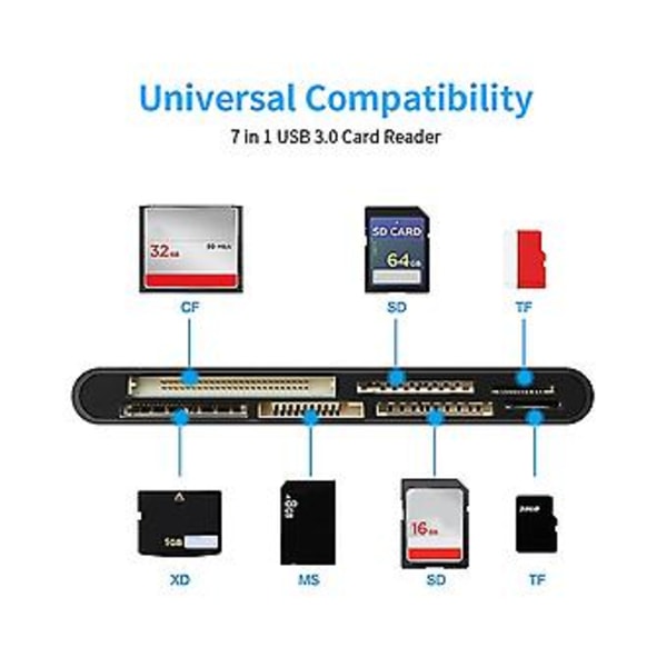 7-i-1 USB 3.0 Multifunktionskortläsare /XD//SD/TF För Vista/XP/7/8/10/, Linux