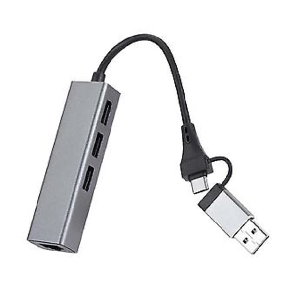 Gigabit 1000mbps 3 Porttia 3.0 Hub 2 In 1 Kaapeli Usb-c Rj45:een, Ei Tarvetta Ajureille