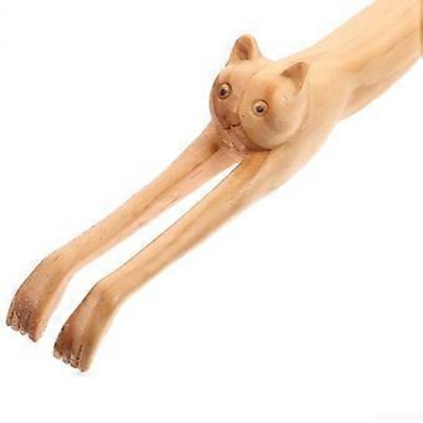 Ryggmassageapparat i trä, formad som en katt, spontan ryggskrapa