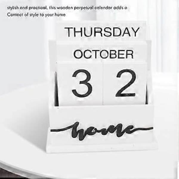 Trä Kalender med Snäckskalsdesign Permanent Träskrivbordskalender Vecka Månad Datumvisning Hemmakontorsdekoration
