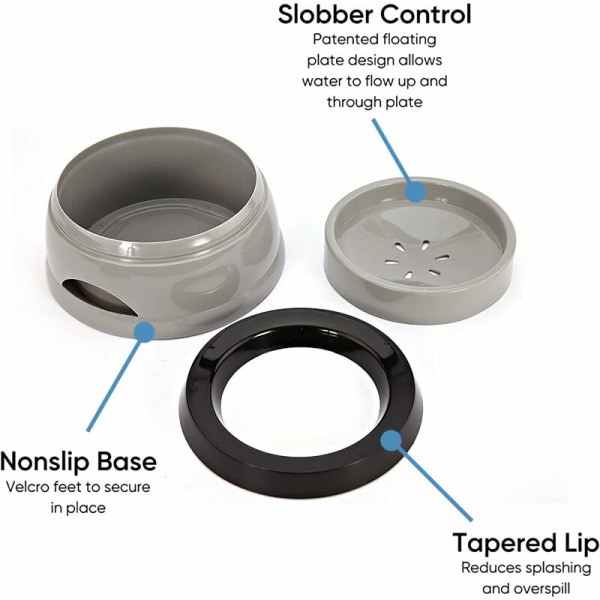 Hundeskål - Spildfri hundeskål - Langsom vanddispenser - Vandskål til hjem og rejser - Vandskål til hunde/katte/kæledyr