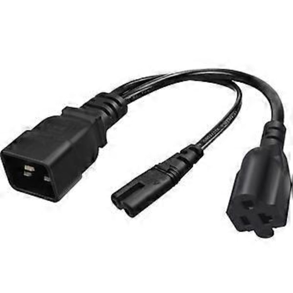 IEC 320 C20 Han til C7 + NEMA5-20R Hun Splitter Adapter Kabel 1FT/0.32M