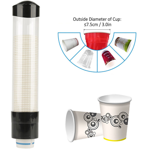 Papirkopsdispenser, 60-80 Plast Papirkops Opbevaringsarrangør med One Touch Knap Praktisk Kopholder, Zeroneiauh2c5ste-02, Sort