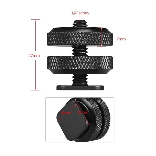 2 stk. Kamerahot Shoe-montering til 1/4\"-20 stativskrueadapter Flash Shoe-montering til Dslr-kamerarig