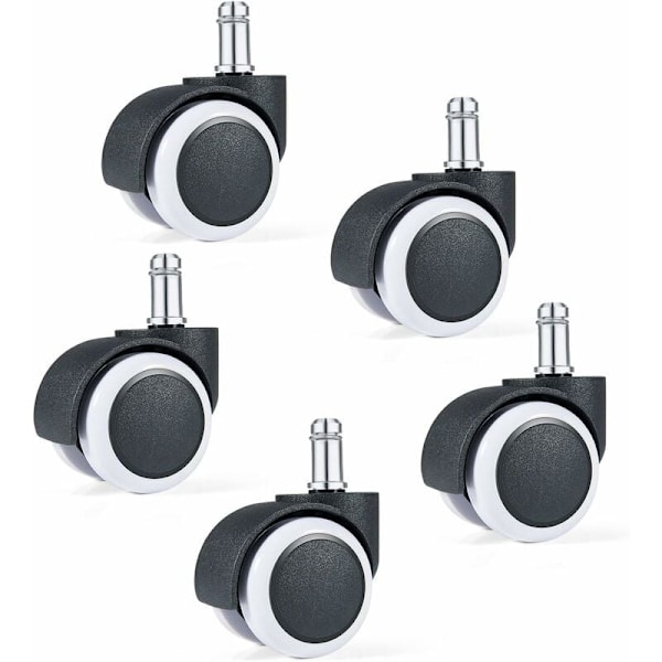 Kontorsstolsrulle Set med 5 rullar för fåtölj Ersättningshjul 11/50 mm Tyst sitsben för hårt golv Vit
