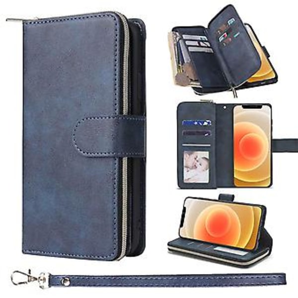 Etui til Samsung Galaxy S22 Ultra, Wallet Phone Case Mørkeblå