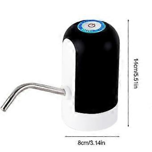 Vit/Svart Vattenflaskpump USB-laddning Automatisk Omkopplare Dricksdispenser Laddning Ett Klick Automatisk Omkopplare Dryckespump