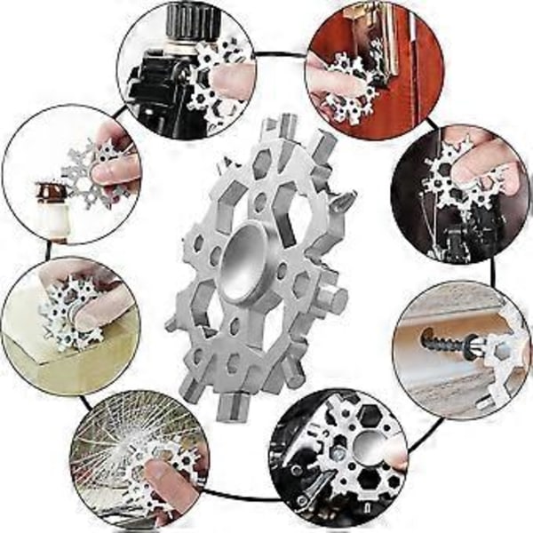 Present till män, Snöflinga Multiverktyg med Fidget Spinner-funktion, Ficköverlevnadsutrustning