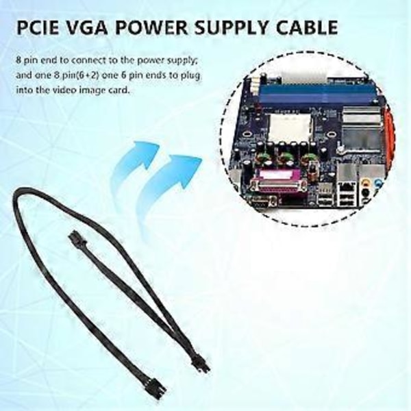 2-pack 8-PIN till Dubbel 8-Pin 6-PIN PCIE VGA Strömförsörjningskabel för Supernova G2 G3 G5 P2 T2 GS G+ 650 750 850 1000
