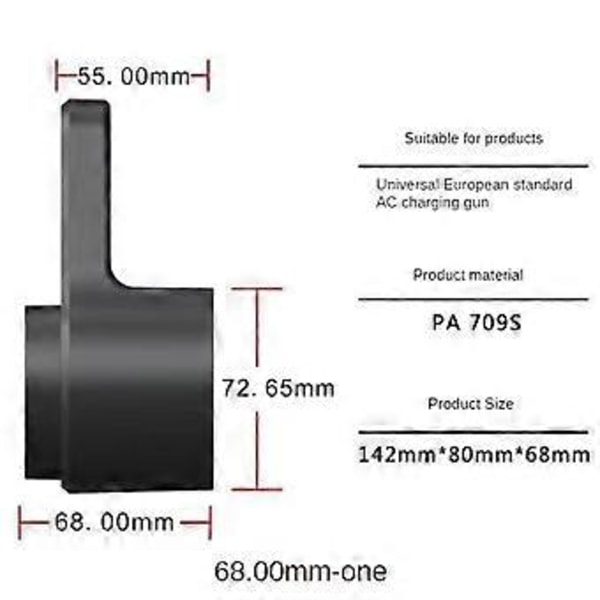 Bil Europeisk Standard Ladekabel Krok Brakett Ev Kabel Brakett Evse Type 2 J1772 Socket Plugg