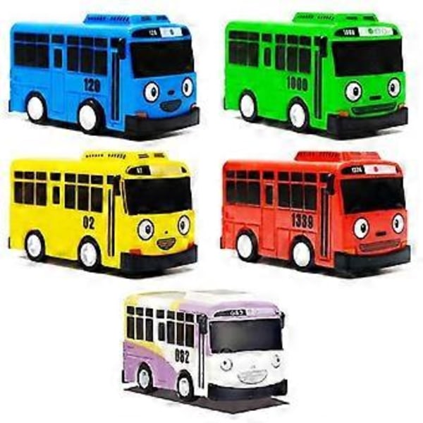 5 kpl Mini Bussileluauto, Malliauto, Mini Vedettävät Lelut Autoja Lahjoja Pojille Ystäville ja Lapsille, Syntymäpäivälahja