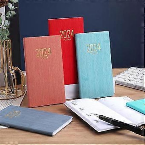 8 stk. 2024 Planlægger Lomme Notesbog, Lille Kalender til Taske 17,3 x 9,6 cm, Daglig Ugentlig og Månedlig Agenda