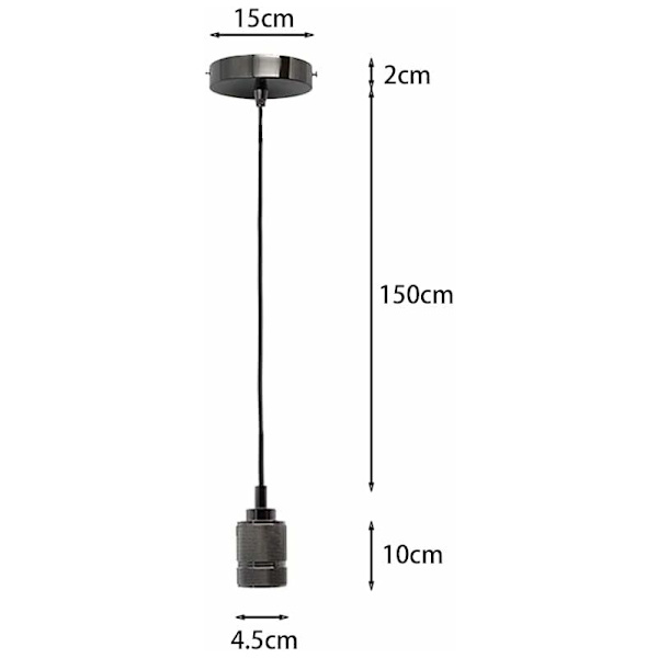 E27 Pendellampe Sockel Metall Pendel Seil 150 Retro Pendellampe Kobberkjede Messing Farge Kobber itular DIY Lampe Tilbehør Pendel（Svart）