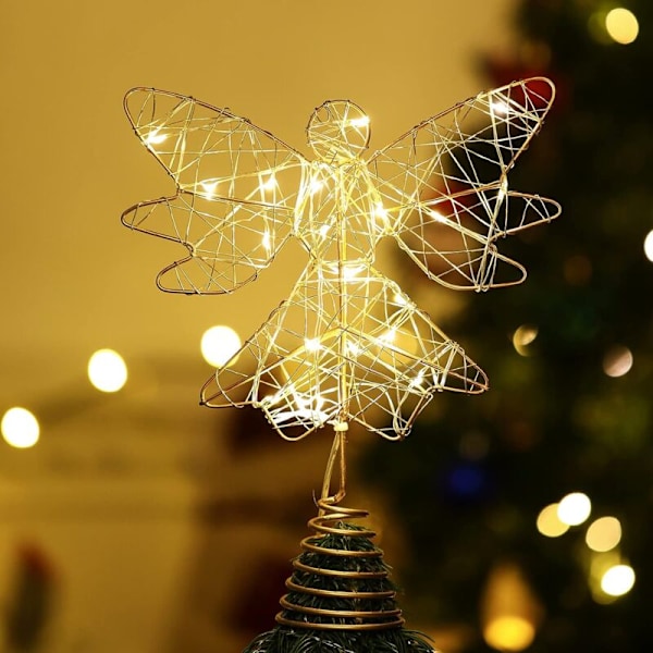 Angel Star Christmas Tree Decoration, LED Star Lighted Christmas Decoration Christmas Tree, Battery Operated LED Lighting Star Christmas Light for N