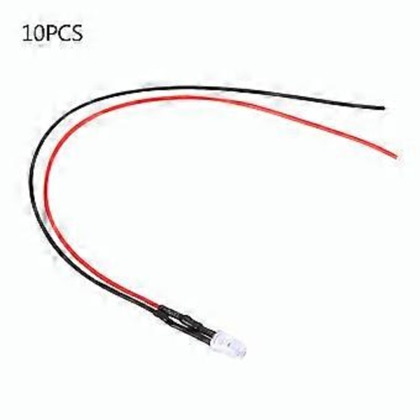 10 kpl 12 V 5 mm LED-valodiodi johdotettu monivärinen LED-valokaapeli 20 cm 0,06 W (#1)