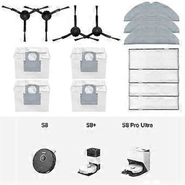 For S8 S8+ S8 Pro Ultra G20 Støvsuger Reservedeler Sidebørster Filtre Moppeputer Støvposer