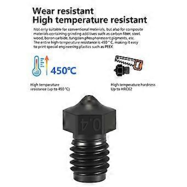 3D Printer Dyser DLC Hærdet Stål Dyser Ekstruder 0.4mm DLC Belagt Dyse Til E3DV6 Hotend 3D Printer Tilbehør