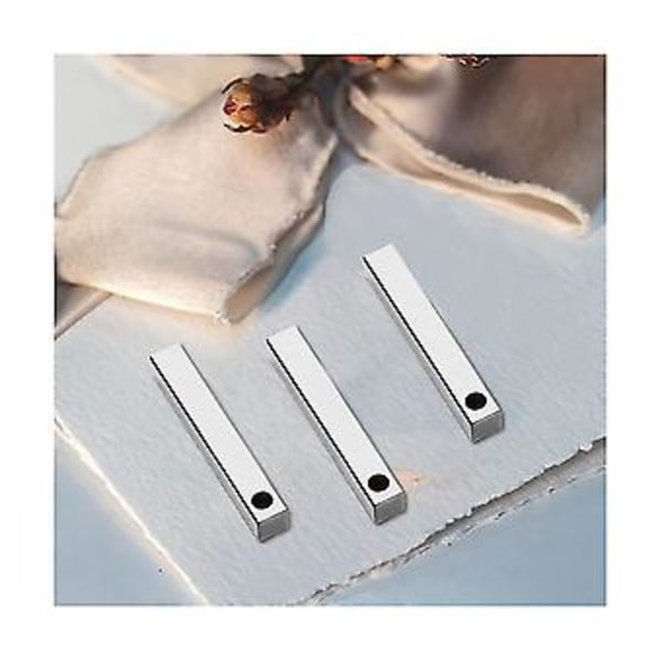 20 stk. mindre stål 3D rektangulære stempelblanketter, 3,8 cm x 0,6 cm anheng metallstempling