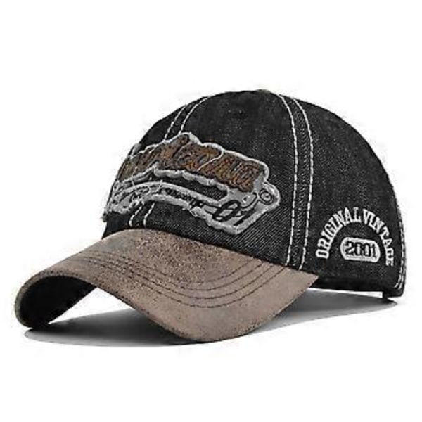 Patch tredimensjonal broderi baseballcaps denim brodert peaked cap vasket gammel solskjerm buet brem hatt bred brem