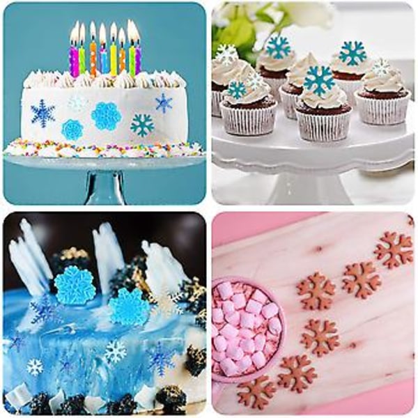 6 stk./sæt Fødevaregodkendt Plast Snefnug Fondant Kage Stempel Udskærere Forme DIY Prægeværktøj til Bagning