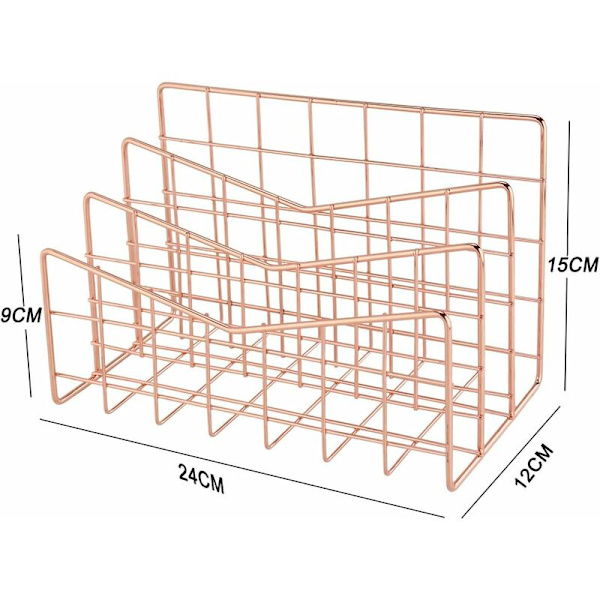 Brevbakke Papirbakke Rosaguld Skrivebordsarrangør 3 Rum Organiser System Håndlavet Dokumentbakke Metal Dekorative Opbevaringsrum