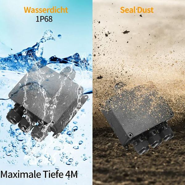 IP68 vedenpitävä liitäntälaatikko, ulkokäyttöön tarkoitettu vedenpitävä liitäntälaatikko, 4-tie kaapeliliitinlaatikon liitännät Ø4mm-12mm kaapeleille