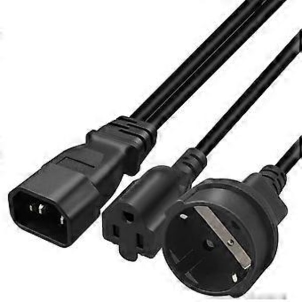 Universell C14 Hane till 5-15R US EU 4.8mm Hona Y Splitter Strömkabel 0.32M