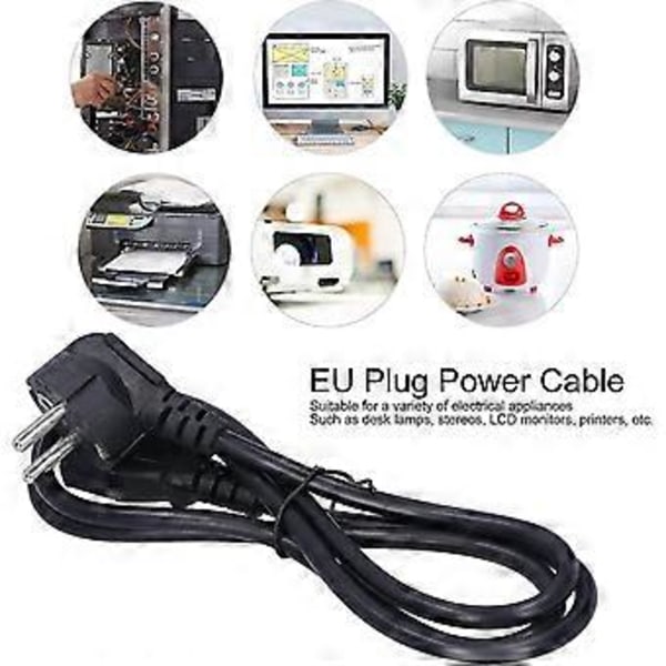 Strømkabel, EU Standard 250V 10A, 1,2m, Netledning til AC Strømkabel Vinklet Stik til Printer, Mikrobølgeovn, Ovn, Etc. Hy