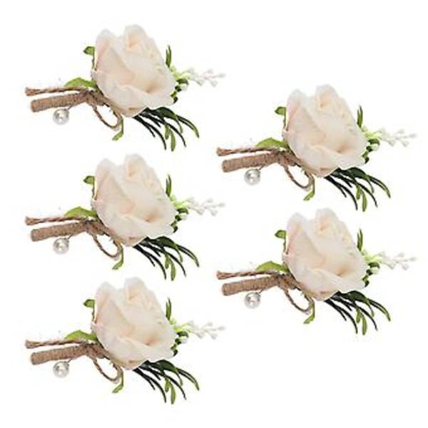 Knappehullsblomst, 5 stk. Bryllupsboutonniere-nål Bryllupscorsage Rose Kunstig Brudgom Rose Eksepsjonelt Håndverk