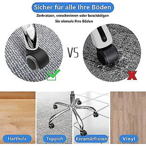 5 Pakke Kontorstol Hjul 11 Mm / 22 Mm Erstatning Hardt Gulv For Gaming Stoler, Svingstoler, Fl