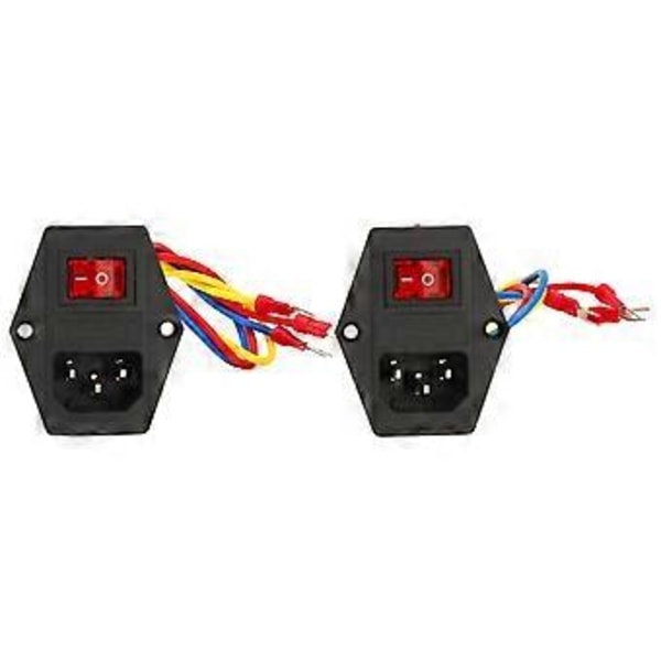 2 st Hankontakt Strömuttag med 10A Säkring 6A 250V AC Vippströmbrytare IEC320 C14 Inloppsmodul för 3D-skrivare