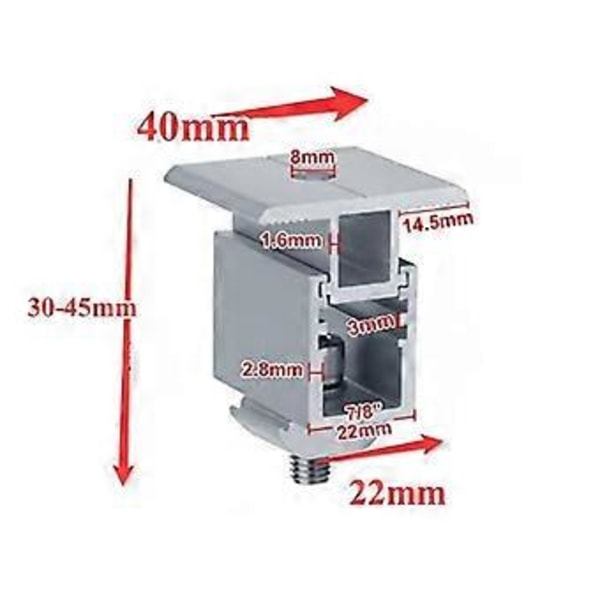 12-pack Solpanel Monteringsklämma, PV Panel Fäste Takmonteringsklämma för att Fästa 30mm-50mm Tjocka Solpaneler på Skenor
