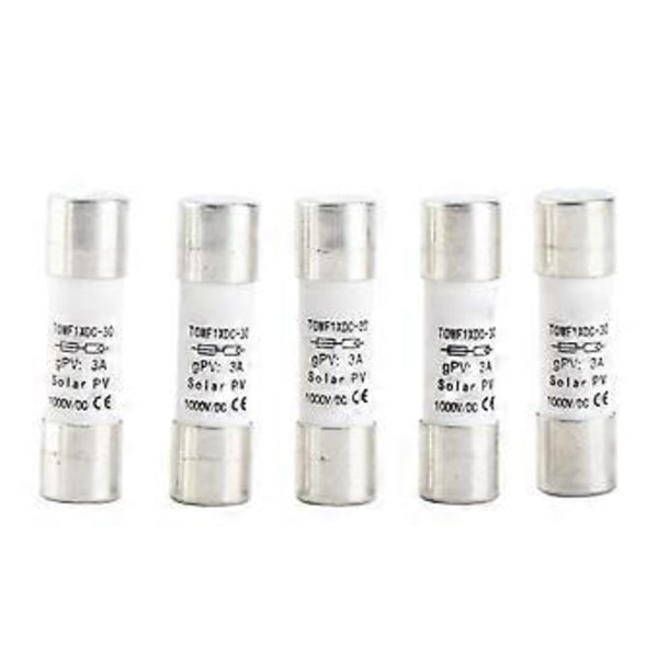 5st Säkringsrör Fotovoltaisk Skydd Set Kit 1000V DC 10x38mm Tillbehör Ersättning 10A