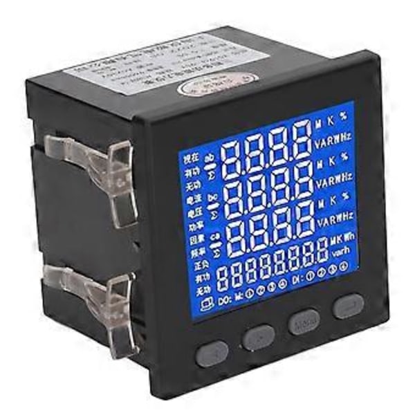 Sort 3-faset elektrisk elmåler LCD Multifunktionel flammehæmmende hus Energimåler AC220V