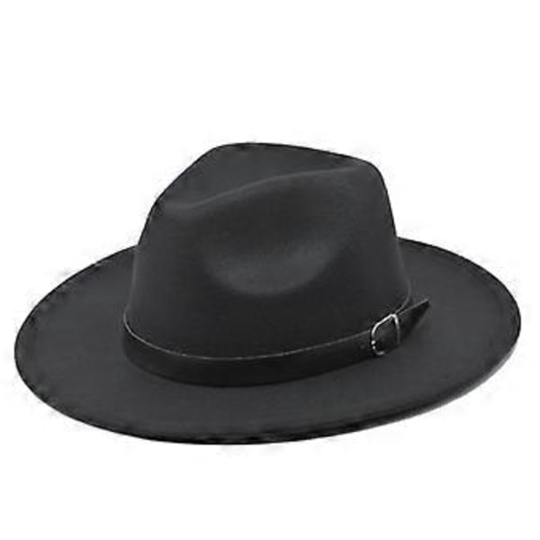 Europeisk og amerikansk høst og vinter ny ullhatt retro mannlig og kvinnelig gentleman jazz flat brem filt rett kant stor brem hatt