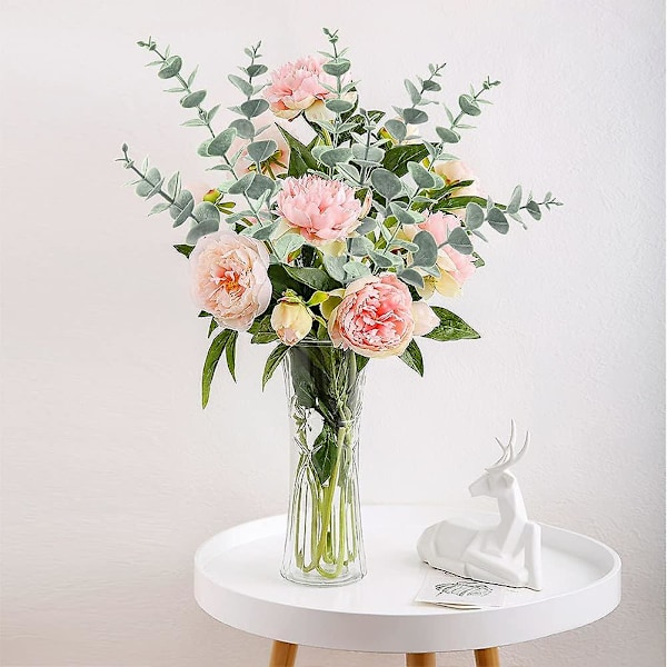 20 stjälkar konstgjord eukalyptus, äkta touch, falska silverdollarblad konstgjorda växter för jul, blomsterarrangemang, brudbuketter,