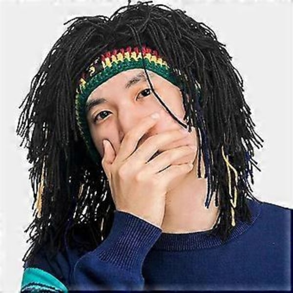 B Paryk Hue Herre Kasketter Hip Hop Kasket Håndlavet Hæklet Vinter Varm Hat Gorro Halloween Jul Fødselsdagsgaver Sjov Fest Paryk