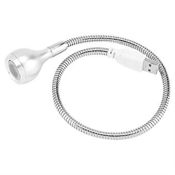 1W Lang Fleksibel Hals Bærbar USB LED Lys Nat Læselampe (Sølv Ren Hvid)