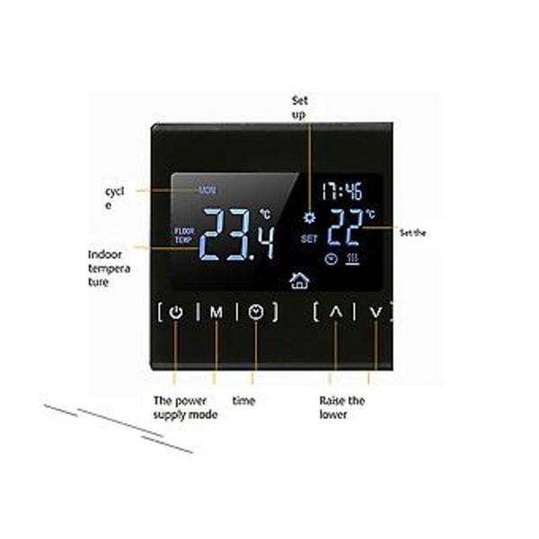 Lcd Kosketusnäyttö Tat Ohjelmoitava Sähköinen Lattialämmitysjärjestelmä Termostaatti Ac 85-250v(bl